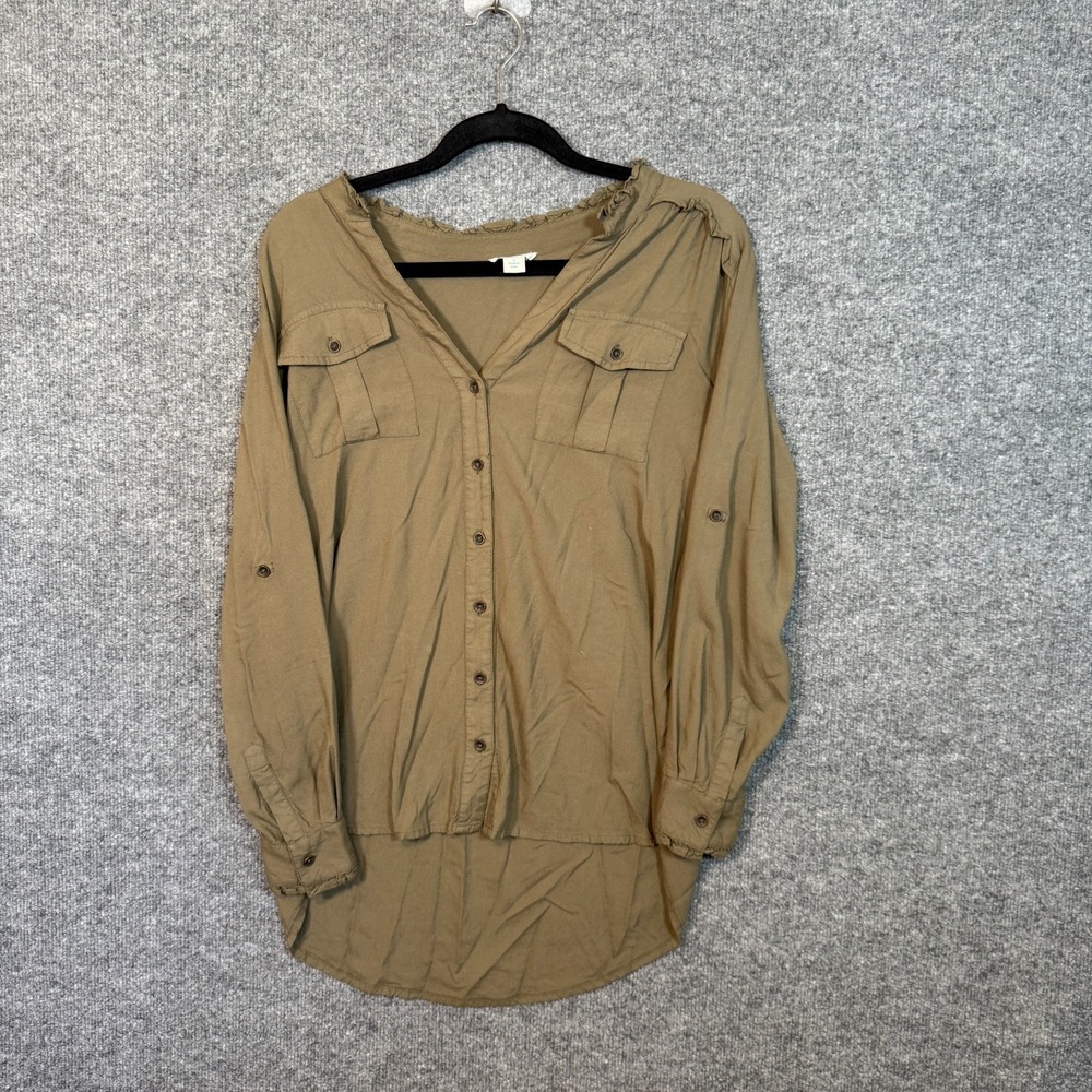 Sundance Shirt Womens Small Green Bloouse Button Front Viscose‎ Bohemian